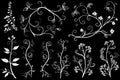 Hand drawn branches and flowers illustration, whimsical magic stenciled iconography AI Generated