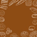 Hand drawn bread icons, menu background