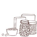 Hand drawn breakfast cereals . Vector sketch illustration Royalty Free Stock Photo