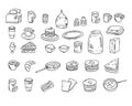 Hand drawn breakfast icons sign set Royalty Free Stock Photo