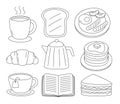 Hand drawn breakfast time set in doodle style Royalty Free Stock Photo