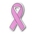 Hand drawn of breast cancer awareness pink ribbon sign on cut paper with shadow isolated on white background Royalty Free Stock Photo