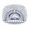 Hand Drawn Brick Fireplace With Burning Logs And Flames Royalty Free Stock Photo