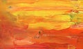 Hand drawn bright abstract painting. Artistic background. Orange and red Paint on canvas. Modern Oil painting.