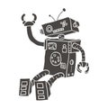 Hand drawn Brocken Robot Isolated on White background Vector