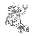 Hand drawn Brocken Robot Isolated on White background Vector