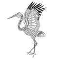 Hand drawn Brolga, Australian crane illustration for antistress Royalty Free Stock Photo