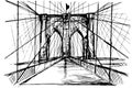 Hand drawn Brooklyn Bridge - vector