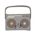 Hand drawn brown boom box radio cartoon. radio illustration.