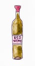 Hand-drawn brown bottle of red wine on white Royalty Free Stock Photo