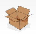 Hand drawn brown paper box Royalty Free Stock Photo