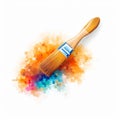 Hand Drawn Brush With Color Pieces On White Background - Pixelated Oil Painting Style Royalty Free Stock Photo