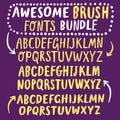 Hand drawn brush fonts bundle