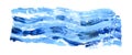 Hand drawn brush smear isolated on white. Dark blue and light blue colors. Wave shape art stroke