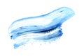 Hand drawn brush smear isolated on white. Dark blue and light blue colors. Wave shape art stroke