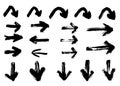 Hand drawn vector dry brush strokes arrows Royalty Free Stock Photo