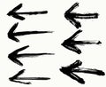 Hand drawn vector arrows, dry brush strokes Royalty Free Stock Photo