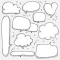 Hand Drawn Bubbles Set. Doodle Style Comic Balloon, Cloud Shaped Design Elements. Royalty Free Stock Photo