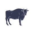 Hand Drawn Bull Illustration isolated on White Background. Vector Royalty Free Stock Photo