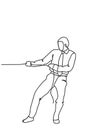 Hand Drawn Business Man Pulling Rope Strong Businessman Competition Concept