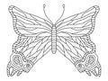 Hand-drawn butterfly colouring page for adults vector illustration Royalty Free Stock Photo