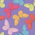 Hand drawn butterfly seamless pattern.