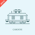 Hand drawn caboose design vector flat isolated illustration