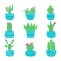 Hand drawn cacti sketch set for stickers, prints, design and decor. Vector flat illustration. Royalty Free Stock Photo