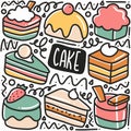 hand drawn cake doodle set