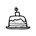 Hand drawn cake doodle. Sketch children`s toy icon. Decoration e Royalty Free Stock Photo
