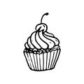 Hand drawn cake doodle. Sketch style icon. Decoration element. I