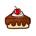 Cute Chocolate Cake Slice with Line Food Bakery Cartoon Doodle Icon PNG Illustration Royalty Free Stock Photo