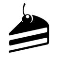 Cake slice icon sign black cherry vector illustration