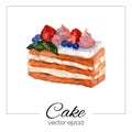 Hand drawn cake with watercolor texture. Royalty Free Stock Photo