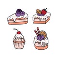 Hand drawn cakes set Royalty Free Stock Photo