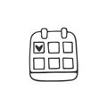 Hand drawn calendar, scheduler. In doodle style, black outline isolated on white background. Cute element for card, social media Royalty Free Stock Photo