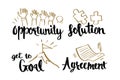 Hand drawn Caligraphy business concepts, opportunity, solution,