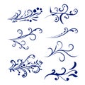 Hand drawn calligraphic royal swirls. Jpeg isolated decor separators. Classic wedding invitation lines. Decorative