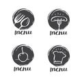 Hand drawn calligraphy cooking, cuisine logo, Icon and label