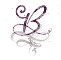 Hand drawn calligraphy letter B. watercolor Script font. Isolated letters written with ink. Handwritten brush style