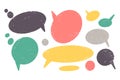 Hand drawn callout clouds. Speech bubbles various shapes and colors . Vector textured elements for designs. Royalty Free Stock Photo