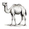 Hand Drawn Camel Illustration In Monochromatic Ink Wash Style