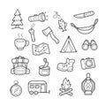 Hand drawn camping and hiking elements Royalty Free Stock Photo