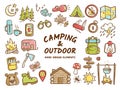 Hand drawn camping and outdoor recreation elements