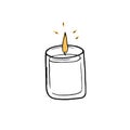 Hand drawn candle. Doodle candle.