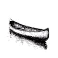 Hand-drawn canoe illustration, black ink sketch on white background Royalty Free Stock Photo