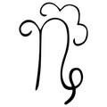 Hand-drawn Capricorn sign with decorative wavy striking. Isolated astrological and astronomical logo, initial letter, icon, pictog