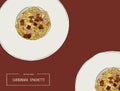 Hand drawn carbonara spaghetti vector illustrations.