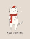 Christmas card with cute cat Royalty Free Stock Photo