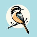 Titmouse on a branch. Vector illustration of a bird. Royalty Free Stock Photo
